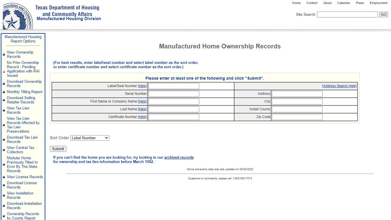 Manufactured Housing - Home Ownership View - TDHCA